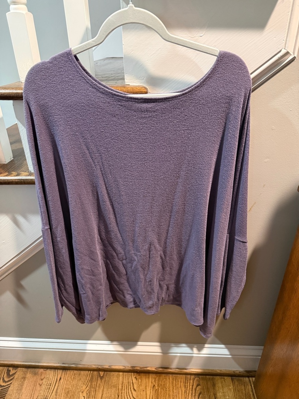Relaxed Boatneck Long Sleeve Top - Lavender